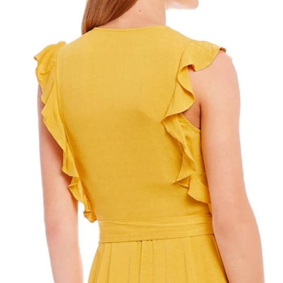 Yellow Buttondown Midi Dress Ruffles size XS, NEW - Picture 4 of 5